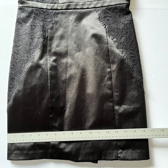 Guess Sweetheart Satin Black Cocktail Dress Eyelash Lace Overlay Evening Sz 4 - Picture 10 of 16